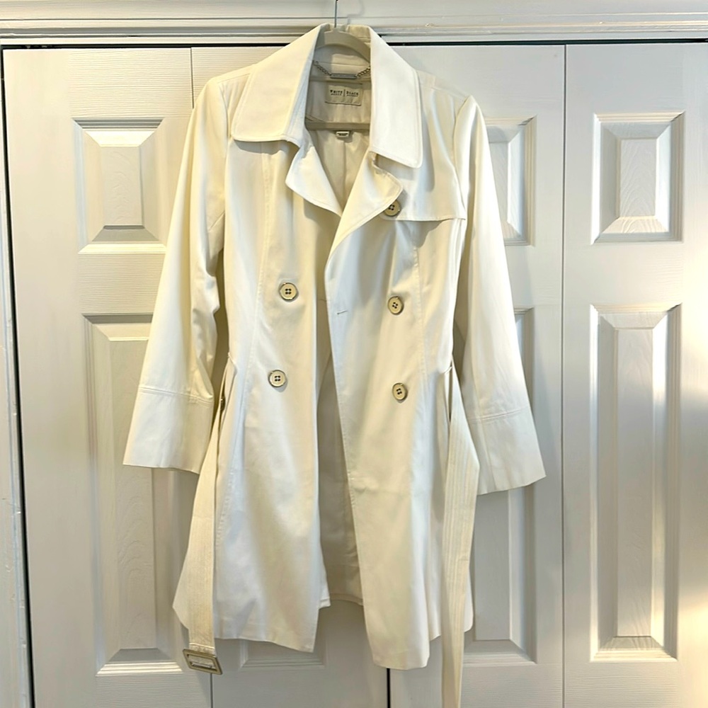 White House Black Market ivory trench coat